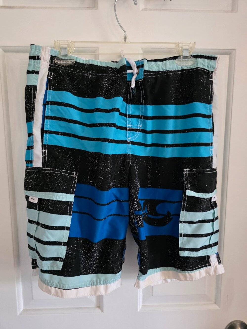 B Split Size Medium Mens Blue Swim Trunks Drawstring